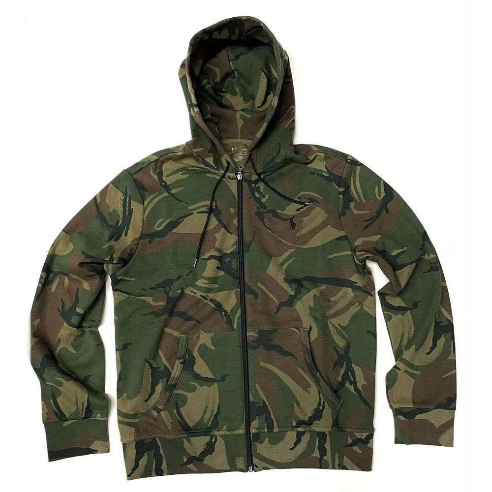Polo Ralph Lauren Full Zip Hoodie Jacket Camo Mens Sz M DOUBLE KNIT NWT